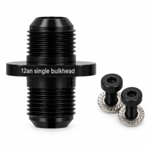 PNR 12AN single bulkhead fitting with mounting hardware, straight view