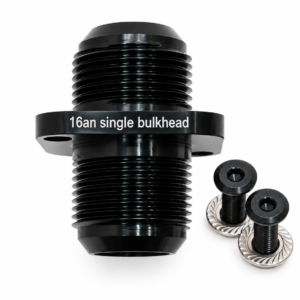 PNR 16AN single bulkhead fitting with mounting hardware, straight view